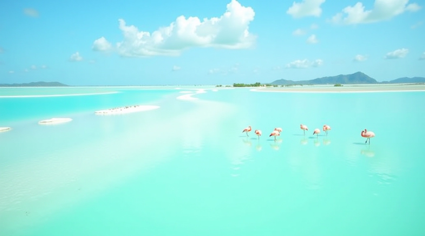 Vista aérea de las salinas de Cabo Rojo con agua turquesa y formaciones de sal blanca bajo cielo despejado